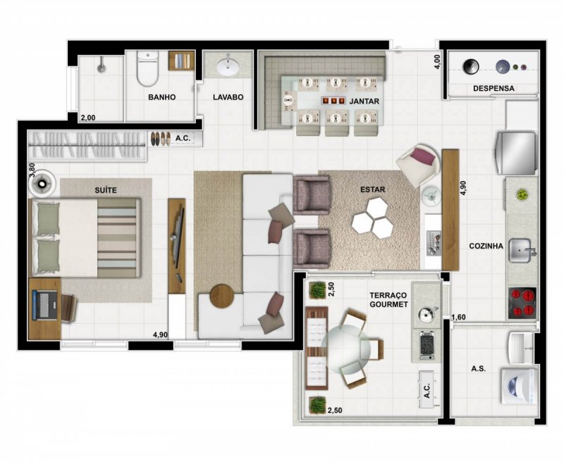 Planta 58m2 - Ampliado opcional