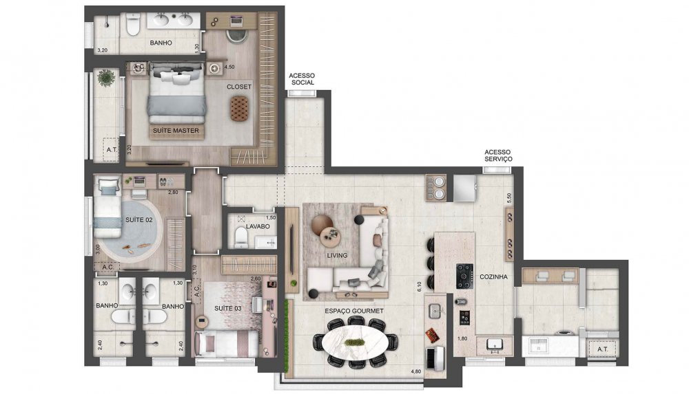 122 m2 - 03 su�tes