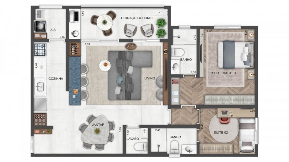 planta 87m2 living ampliado