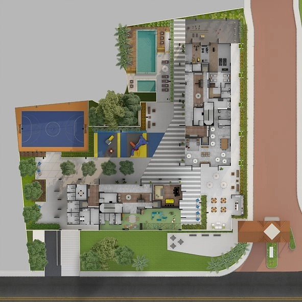 Planta da implantação do lazer