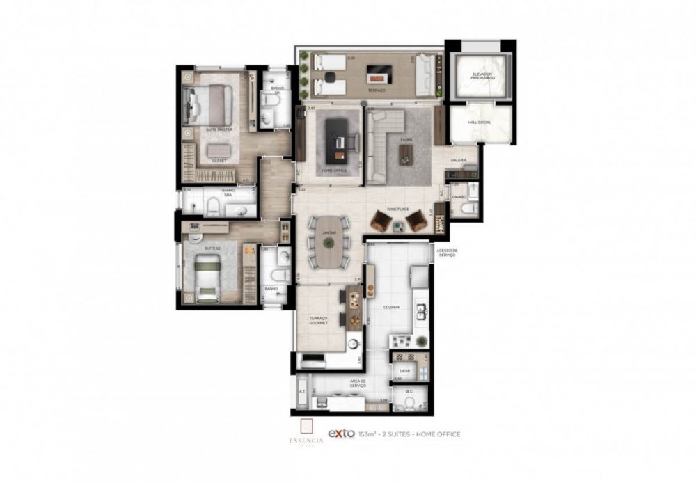 planta 153m2 - home office